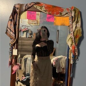 Lucky & Blessed Black Lace Long-Sleeve Corset Top